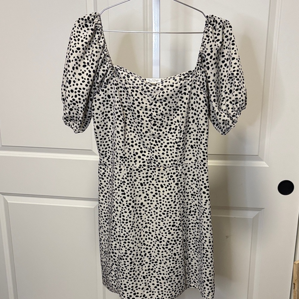 Miss Selfridge Black and White Spotted Mini Dress Dalmatian/Animal Print
